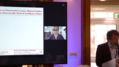 Jyoti P Sharma presenting a paper at the A la Ronde Symposium